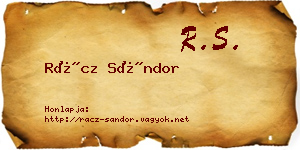 Rácz Sándor névjegykártya
